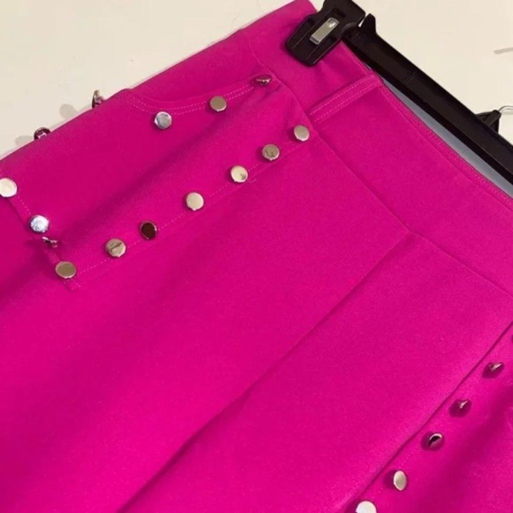 Elaine Coming in Hot: Pink High Waist Slacks w/ Nail Studs on Pockets M - Picture 5 of 10